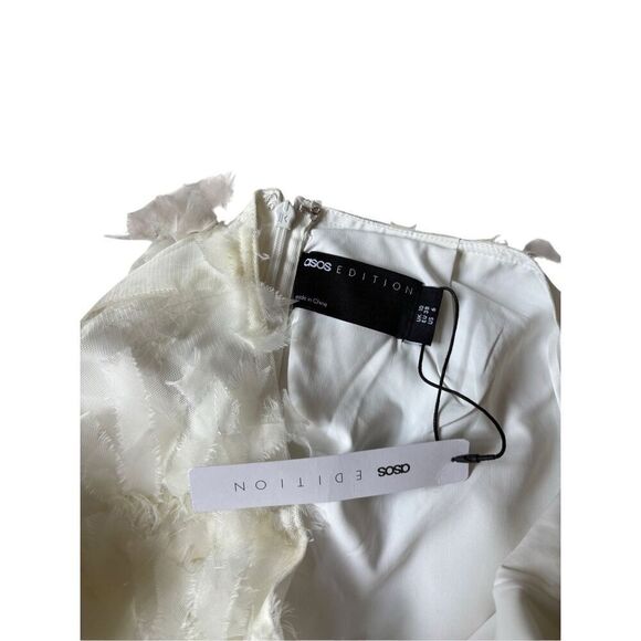 NEW ASOS Edition Pencil MIDI Skirt Textured Sequin Mesh Ivory size 6 - Picture 5 of 11